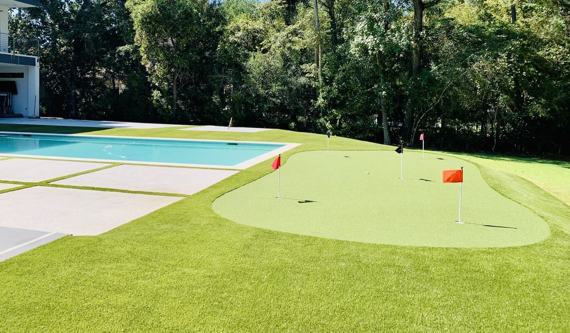 a small golf course and swimming pool